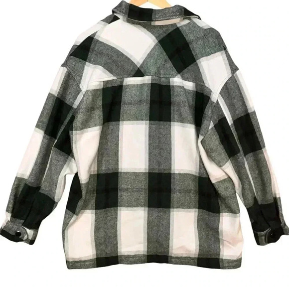 HFX Womens Green Plaid Flannel Snap Button Comfy Casual Fall Shirt Jacket Medium - Picture 2 of 6